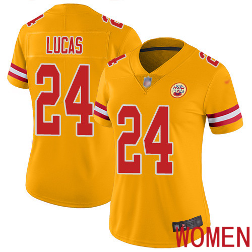 Women Kansas City Chiefs 24 Lucas Jordan Limited Gold Inverted Legend Football Nike NFL Jersey